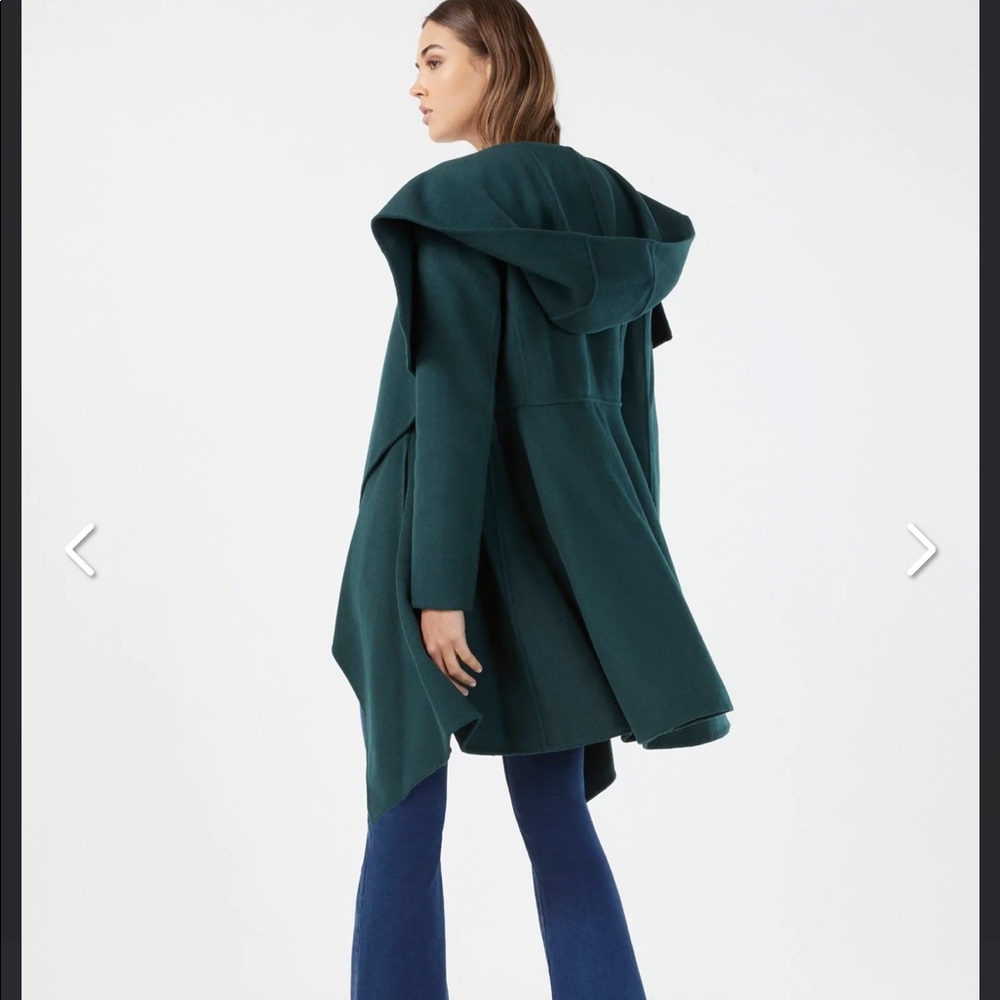 BCBG wrap hooded green wool coat
